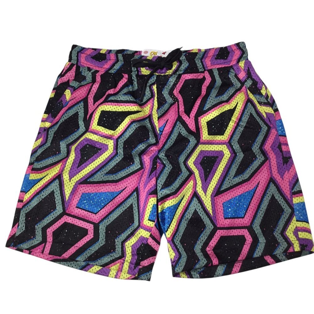 Oh Snap! Drill Clothing Vintage Shorts Retro Geometric Graphic Multicolor Bright